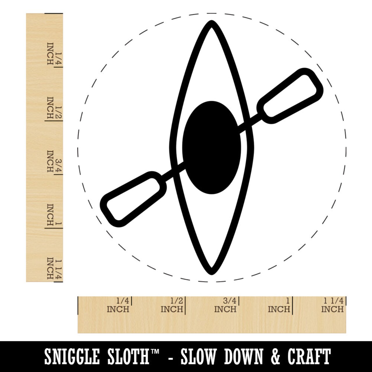 Kayak with Paddle Icon Rubber Stamp for Stamping Crafting Planners